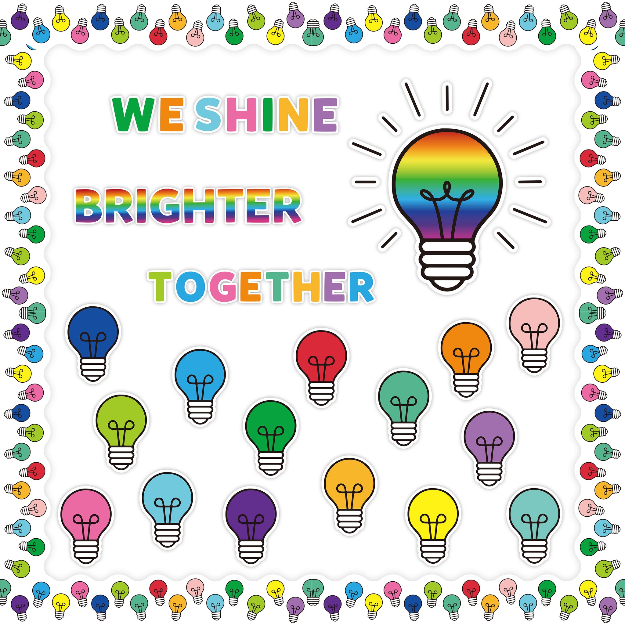 YINGENIVA Light Bulb Bulletin Board Cutouts We Shine Brighter Together