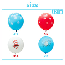 Load image into Gallery viewer, Yopyame 40PCS Cat&#39;s Hat Party Balloons, 12 Inch Latex Balloons with White Dots, Cat&#39;s Hat Theme Balloons for Indoor Outdoor Parties, Red Blue Party Supplies for Kids Birthday Party Decorations
