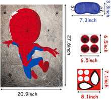 Load image into Gallery viewer, 30pcs Spiderhero Kids Party Stickers Game, Pin The Eyes Chest Signs and Spiderweb On Large Spiderhero Poster Good for Big Superhero Theme Birthday Party, Kids Room Wall Decor, Hero Party Favor
